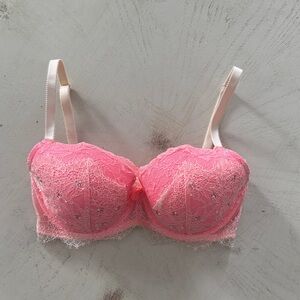 Victoria’s Secret Pink Dream Angels Bra with Rhinestone & Pearl Embellishments